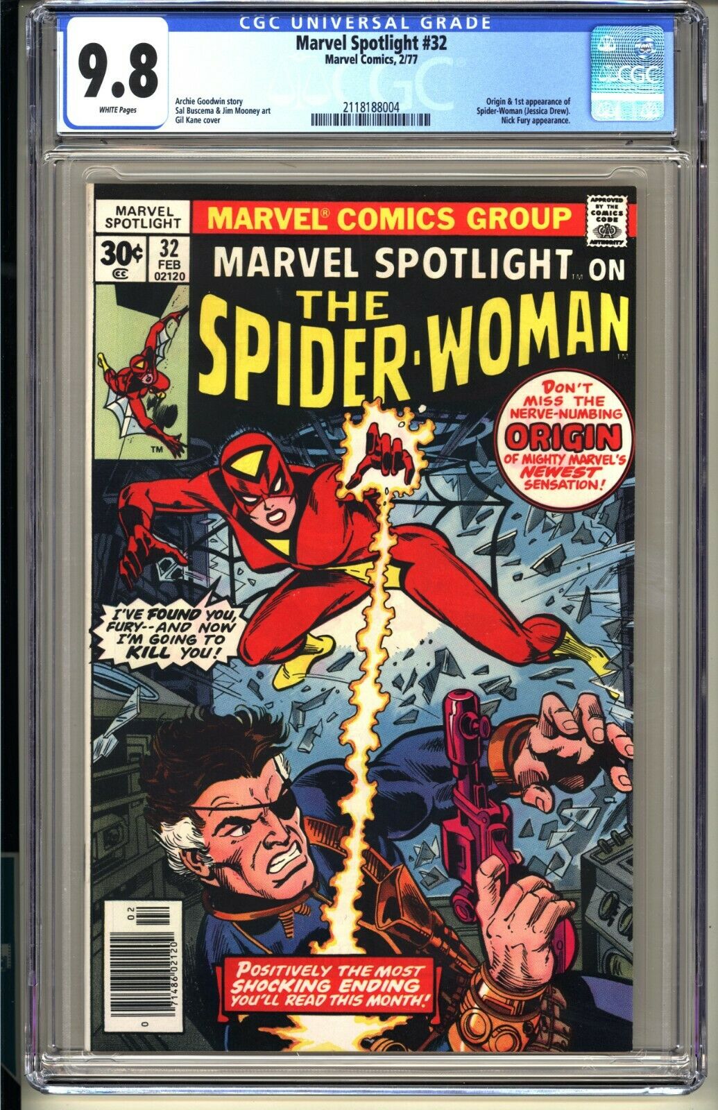 MARVEL SPOTLIGHT 32  CGC 98 WP NMMT  Marvel Comics 1977 1st app SpiderWoman