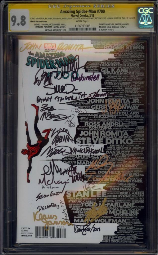 AMAZING SPIDERMAN 700 CGC 98 28X SS STAN LEE JOHN ROMITA JRJR RAMOS STEGMAN23