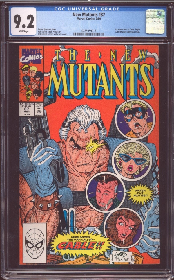 New Mutants 87 CGC 92 White pages First Appearance of Cable McFarlane Liefeld