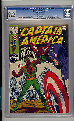 Captain America 117 CGC 92 NM Unrestored Marvel 1st Falcon  Redwing OWW Pgs