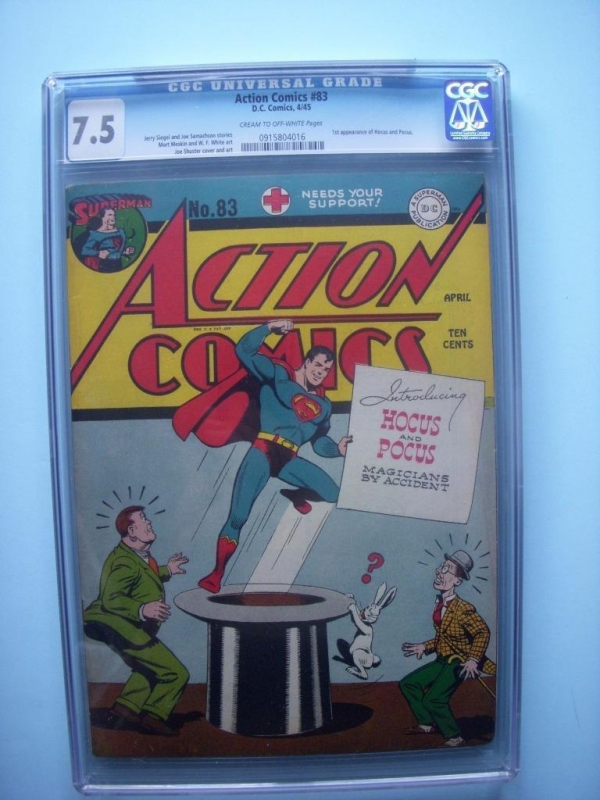 ACTION COMICS 83 CGC VF 75  1ST APPEARANCE HOCUS AND POCUS  DC 1945