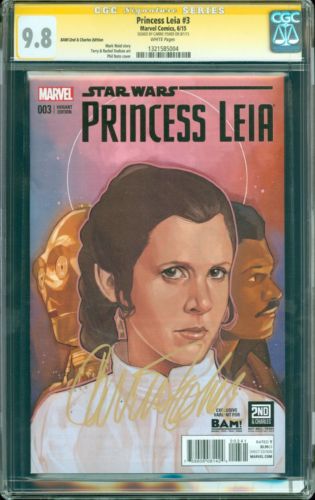 Star Wars Princess Leia 3 Variant CGC SS 98 Signed Autograph By Carrie Fisher