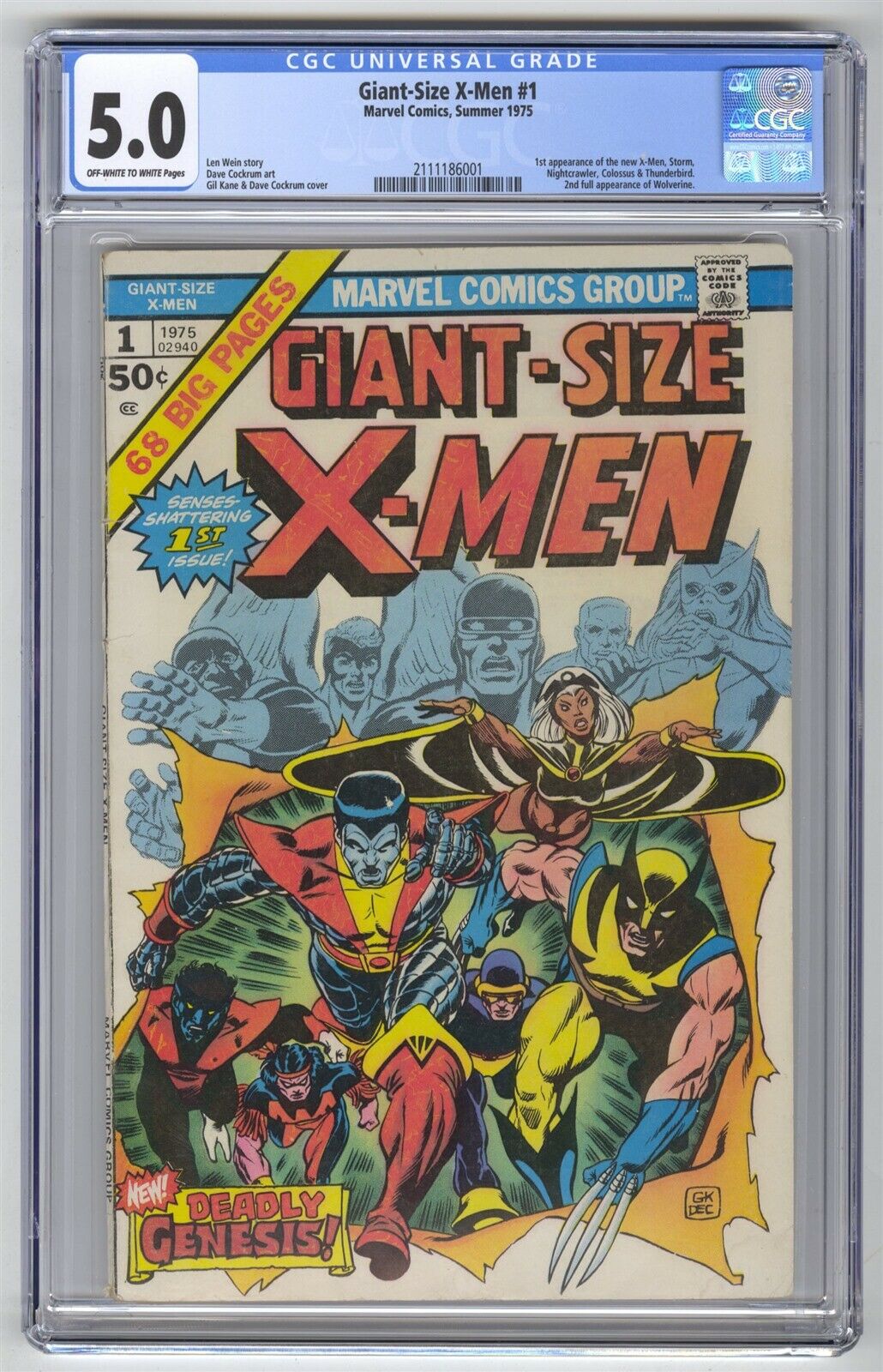 GiantSize XMen 1 CGC 50 Marvel KEY 1st New Team Wolverine Storm Colossus