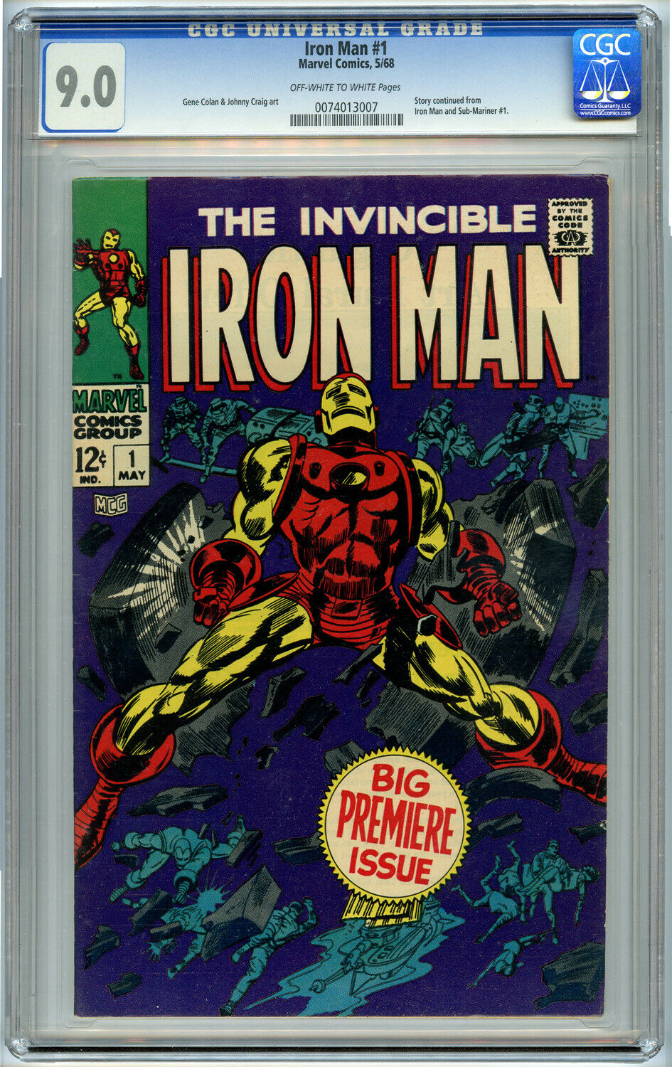 IRON MAN 1 CGC 90 Off White to White Pages 0074013007