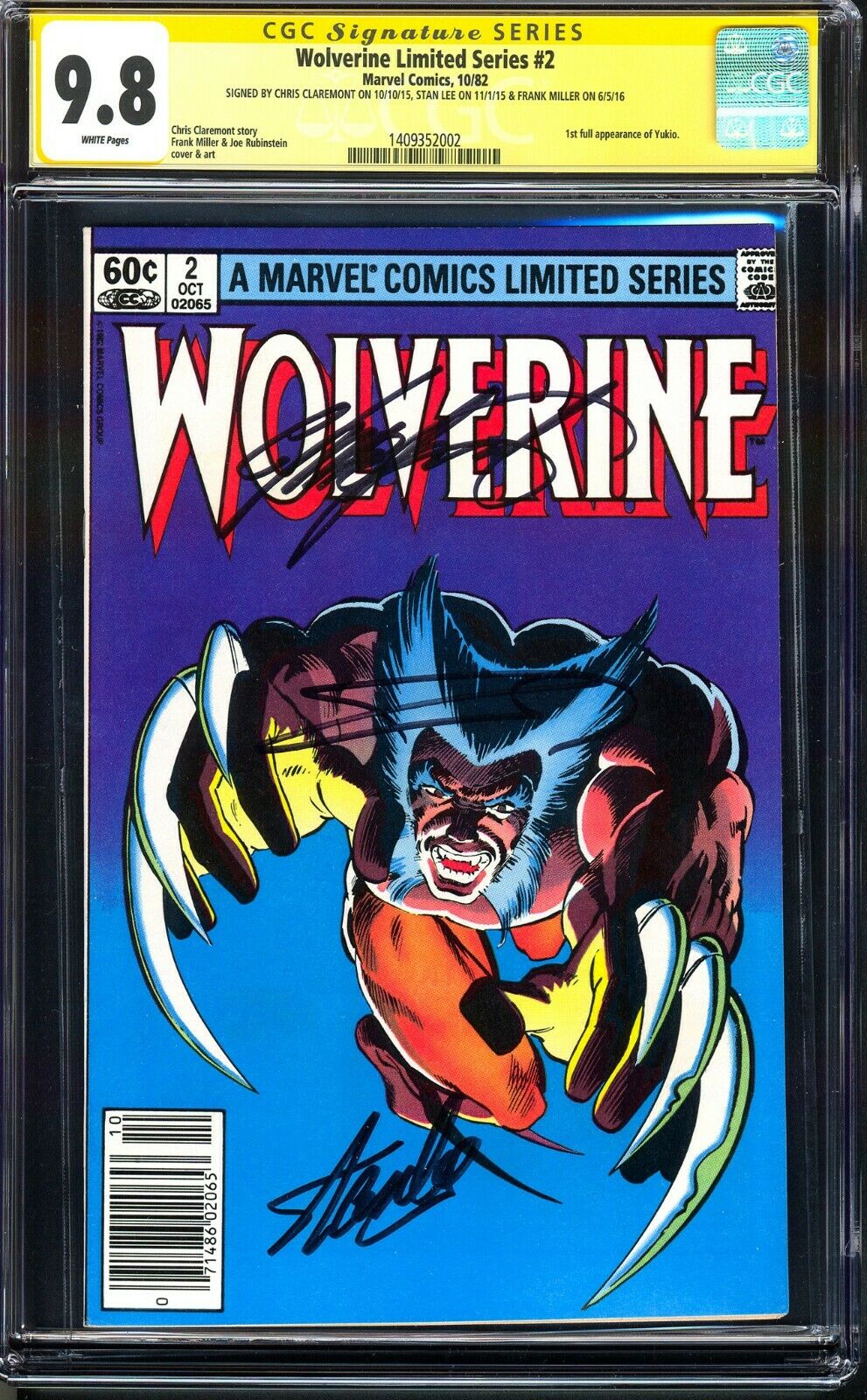 Wolverine Limited Series 2 CGC 98 SS SIGNED BY STAN LEE  FRANK MILLER1 1982