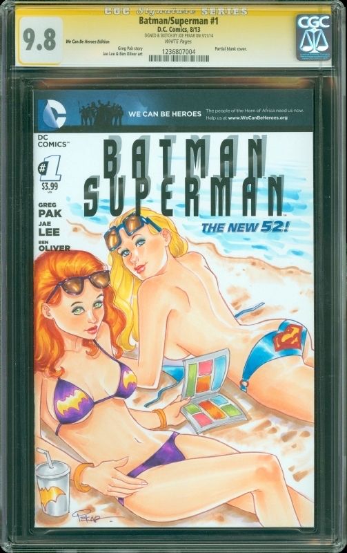 Batman Superman 1 Blank Sketch Cover CGC SS 98 Batgirl Supergirl by Joe Pekar
