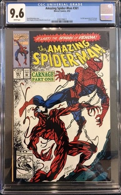 AMAZING SPIDERMAN 361 1st Full Appearance Carnage CGC 96 NM White Pages KEY
