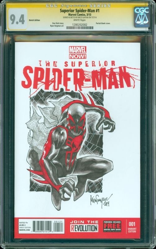 Superior SpiderMan 1 Blank Sketch Cover CGC SS 94 Spiderman 2099 Mico Suayan