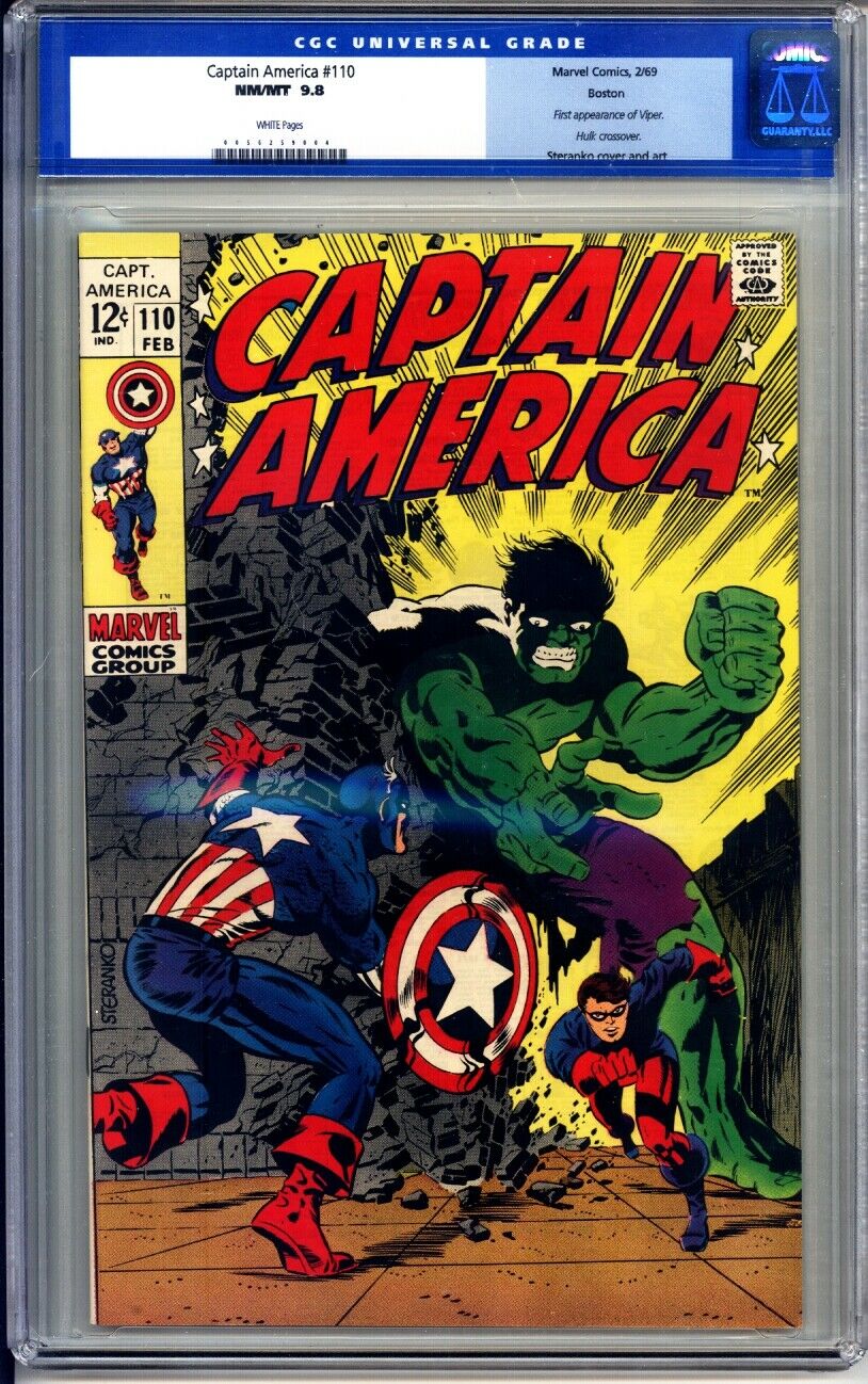 CAPTAIN AMERICA 110 CGC GRADED 98 1ST APPEARANCE OF VIPER WHITE PAGES