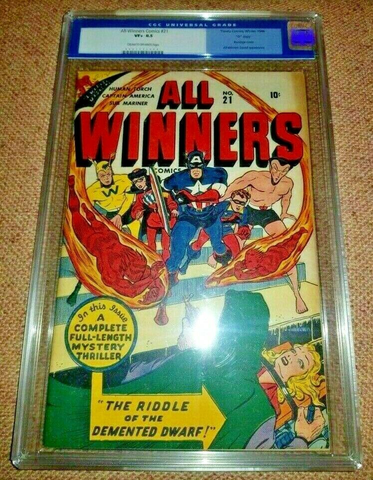 ALL WINNERS COMICS 21 CGC VF 85 TIMELY 1941 SERIES D COPY BONDAGE COVER