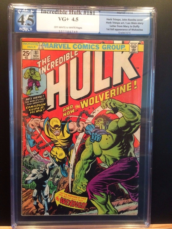 MARVEL HULK 181 PGX 45LIKE CGC NEW CASE COMPLETE WITH MVS AND UNRESTORED 