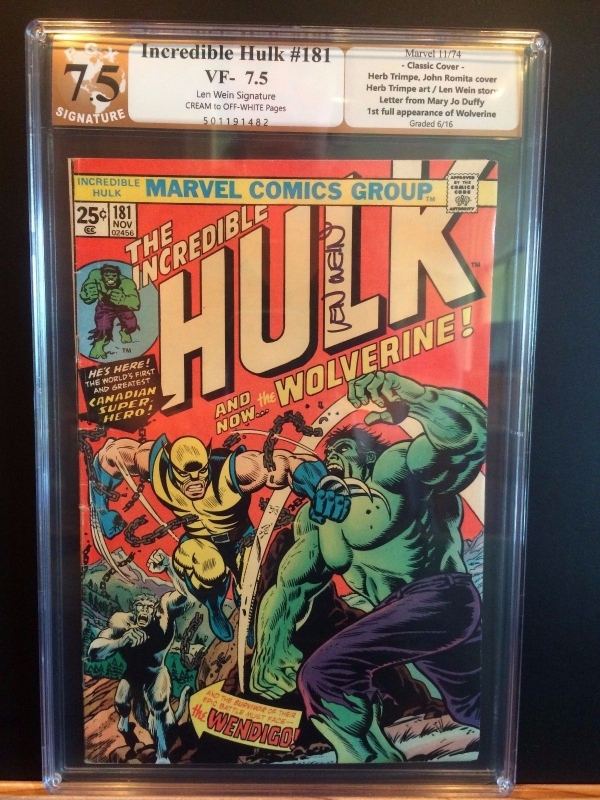 MARVEL HULK 181 PGX 75LIKE CGC  SIGNATURE SERIES WEIN WITH MVS NEW CASE