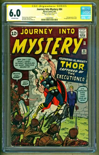 Journey Into Mystery 84 1962 Marvel 1st app Jane Foster SIGNED Stan Lee CGC 60