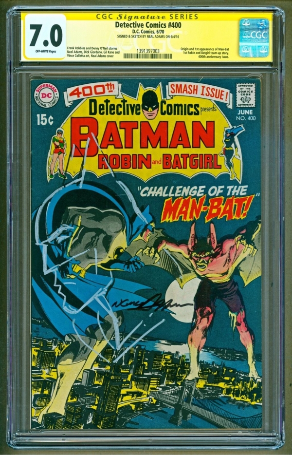Detective Comics 400 1970 DC 1st app ManBat SIGNED  Sketch Neal Adams CGC 70
