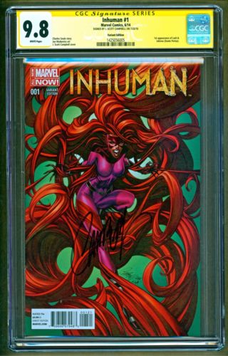 Inhuman 1 2014 Marvel 175 Variant Signed J Scott Campbell CGC 98 NO RESERVE