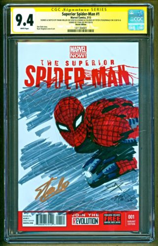 Superior SpiderMan 1 2013 Marvel Signed Stan Lee Sketch Frank Miller CGC 94