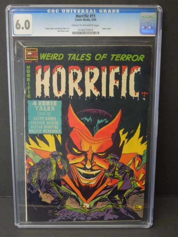 COMIC MEDIA HORRIFIC 11 1954 CGC 60 GOLDEN AGE HORROR DON HECK COVER