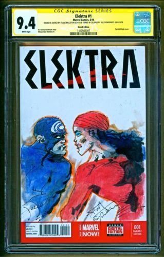 Elektra 1 Marvel Bulleye SIGNED Sketch Frank Miller  Bill Sienkiewicz CGC 94