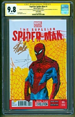 Superior SpiderMan 1 2013 Marvel Signed Stan Lee Sketch Frank Miller CGC 98