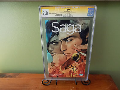 Saga 1 Retailer RRP Variant CGC SS 98 2X SIGS VAUGHAN AND STAPLES VERY RARE