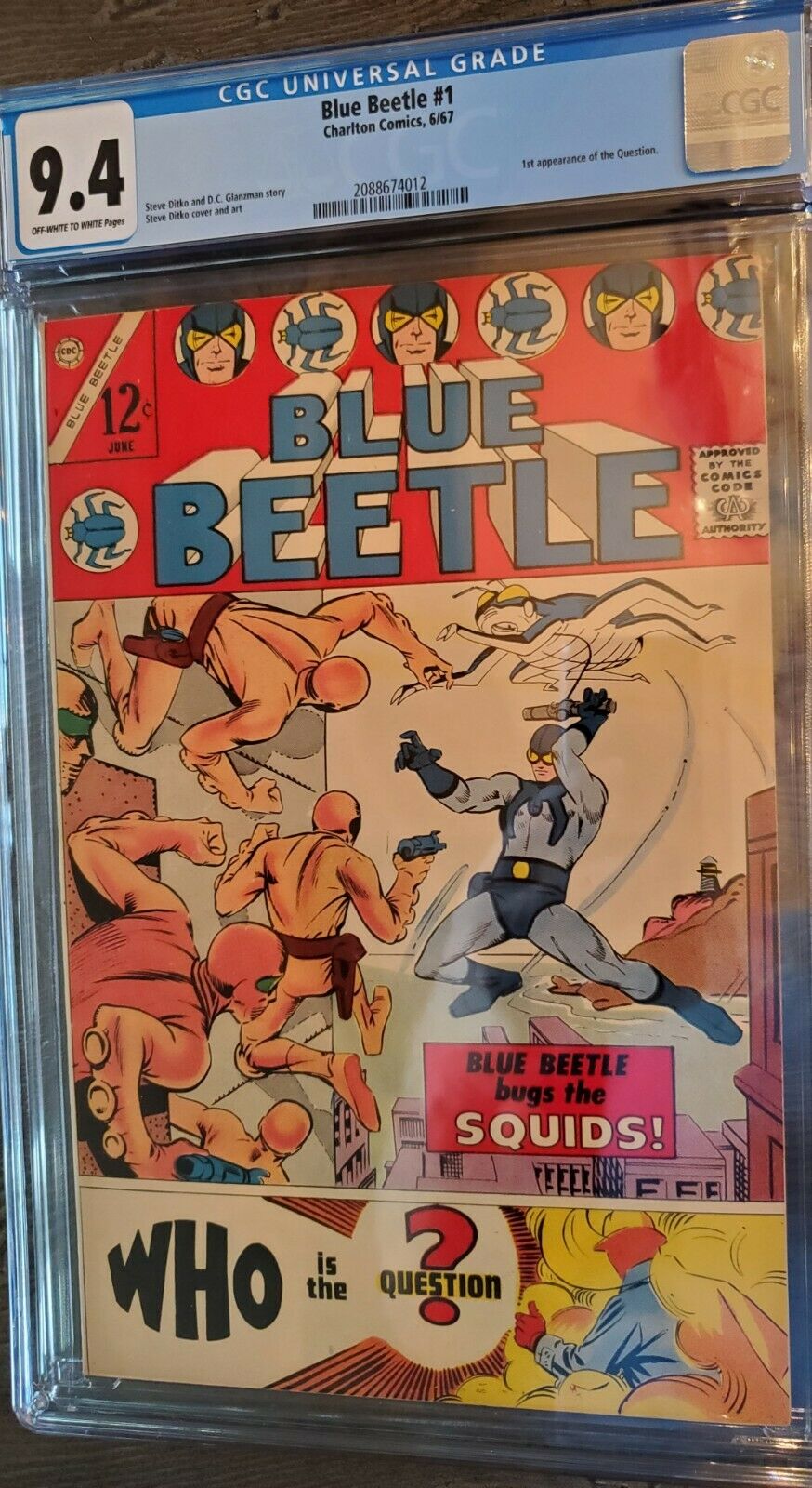 Blue Beetle 1 CGC 94 OWW Charlton Comics 1st App the Question Gorgeous