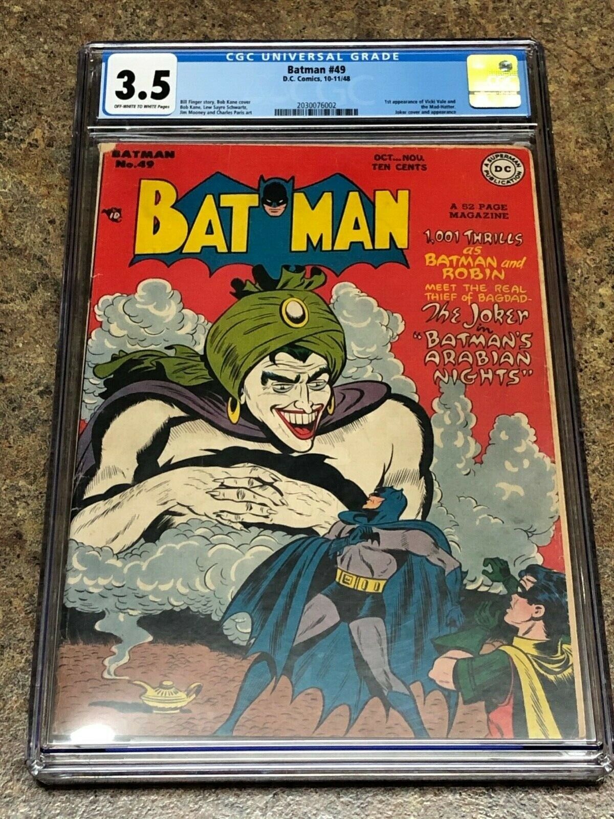 Batman 49 CGC 3 5 DC 1948 1st App Vicki Vale Mad Hatter : USD 1.505.44