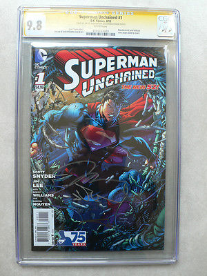 Superman Unchained 1 CGC 98 Signed by Jim Lee Alex Sinclair Dustin Nguyen