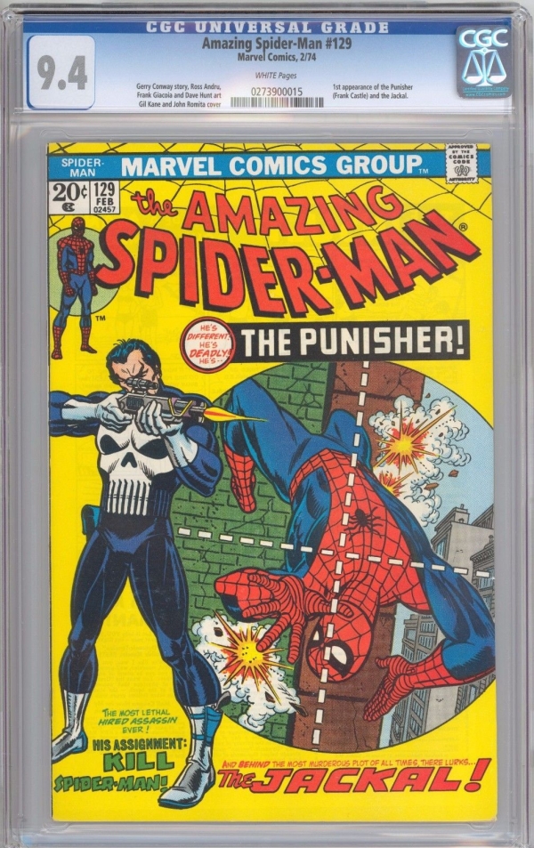 The Amazing SpiderMan 129 CGC 94 NM WHITE Pages 1st Appearance of Punisher