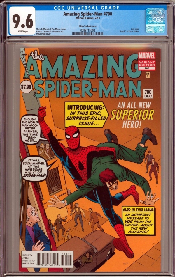 The Amazing SpiderMan 700 Ditko Variant 1200 CGC 96 NM WHITE PAGES New Slab