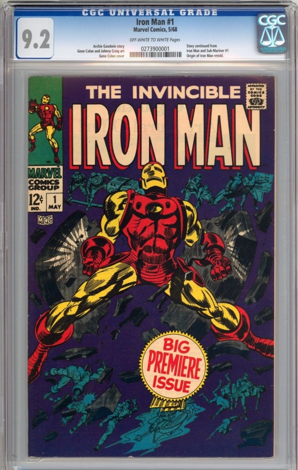 Iron Man 1 CGC 92 NM LOOKS 94 NM OffWHITE to WHITE PAGES New Slab