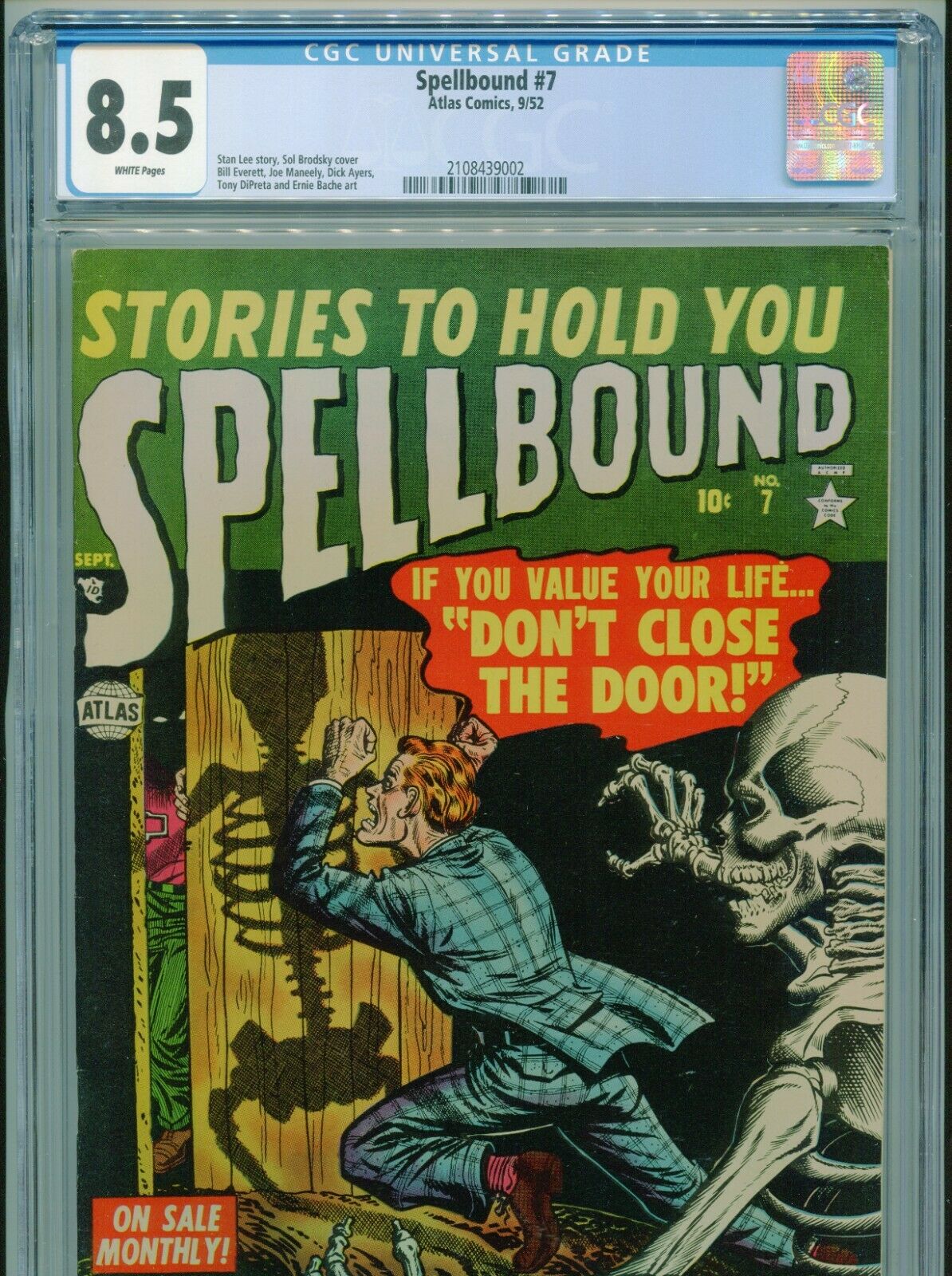 1952 ATLAS SPELLBOUND 7 STAN LEE BILL EVERETT CGC 85 WHITE PAGES HIGHEST GRADE