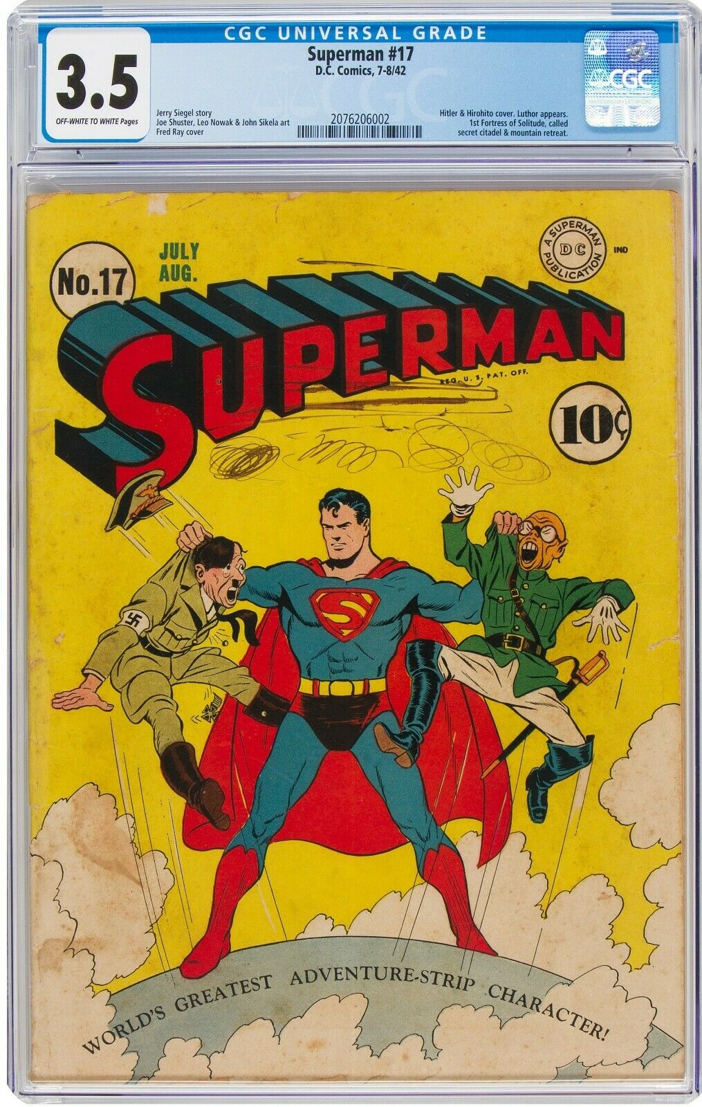 Superman 17 DC 1942 CGC VG 35 Offwhite to white pages  