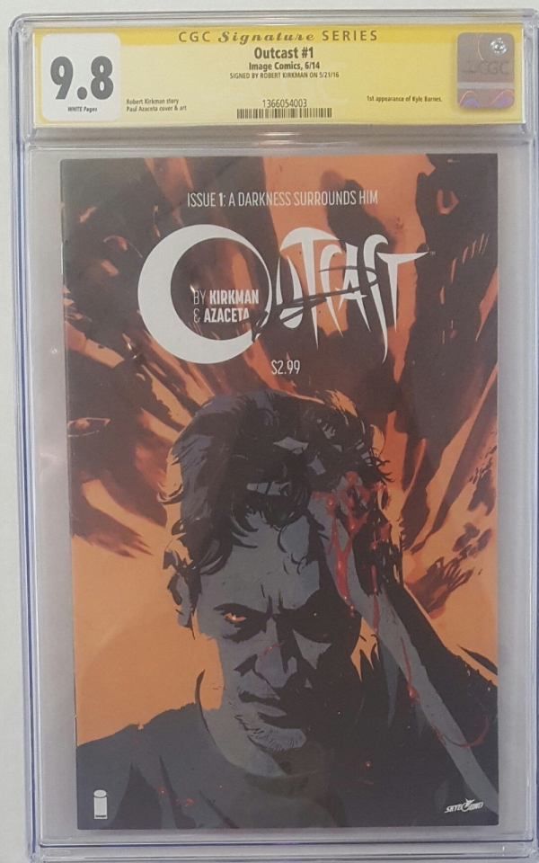 OUTCAST 1 FIRST PRINT CGC SS 98 SIGNED BY ROBERT KIRKMAN