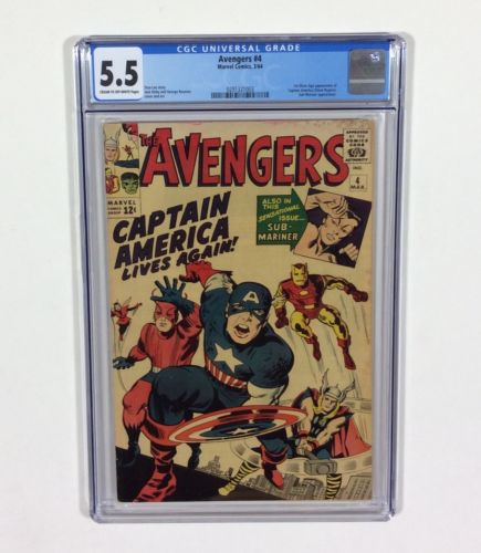 AVENGERS 4 Key CGC 55 1st Captain America SA Mar1964 Marvel Comics