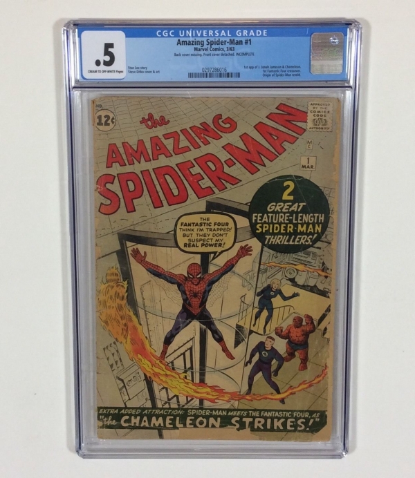 Amazing SpiderMan 1 CGC 5 KEY back cover missing Mar1963 Marvel Comics