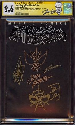 SPIDERMAN 36 911 WTC CGC 96 4X SS SKETCH JOHN ROMITA JRJR HANNA STAN LEE LABEL