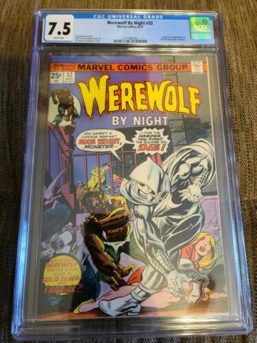 Werewolf by Night 32 CGC 75 1975  1st Appearance of Moon Knight White Pages