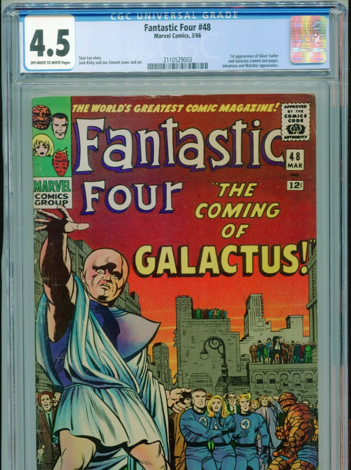 1966 MARVEL FANTASTIC FOUR 48 1ST APPEARANCE SILVER SURFER CGC 45 OWW BOX8