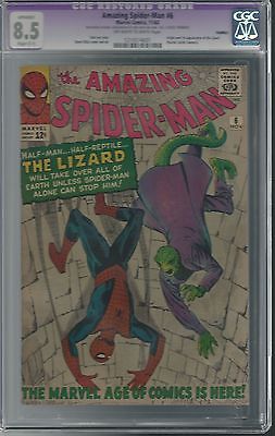 AMAZING SPIDERMAN 6 CGC 85 VF ORIGIN  1ST APP OF LIZARD RESTORED 