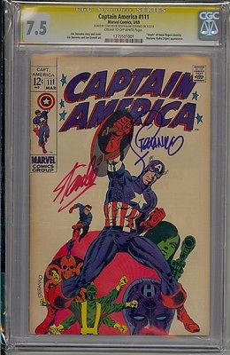 CAPTAIN AMERICA 111 CGC 75 SS SIGNED STAN LEE JIM STERANKO