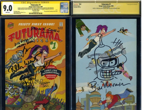 SS CGC FUTURAMA  1 SIGNED KATEY SAGAL JOHN DIMAGGIO BILLY WEST W SKETCH