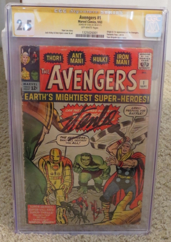 Marvel Comics The Avengers 1 1963 Signed By Stan Lee CGC 25 Signature Series