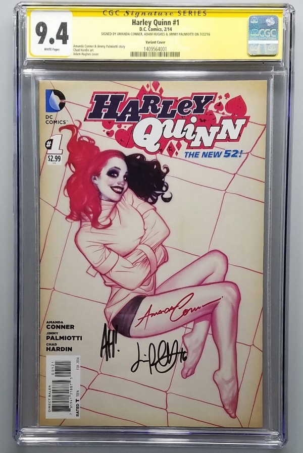 HARLEY QUINN 1 CGC SS 94 ADAM HUGHES TRIPLE SIGNED HUGHES PALMIOTTI CONNER