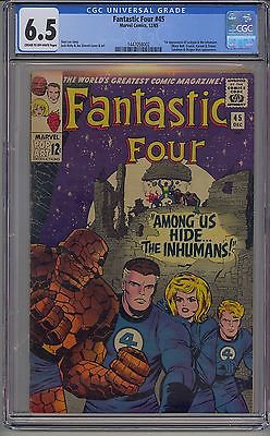 FANTASTIC FOUR 45 CGC 65 OFFWHITE PAGES 1ST INHUMANS BLACK BOLT DC