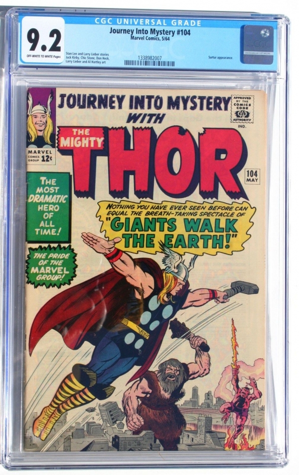 CGC 92 JOURNEY INTO MYSTERY with THOR 104  Jack Kirby art  Surtur app  1964