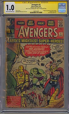AVENGERS 1 CGC 10 SS OFFWHITE PAGES SIGNED STAN LEE