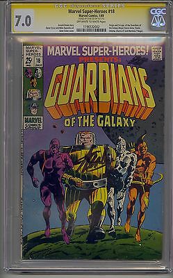 MARVEL SUPERHEROES 18 CGC 70 SS WHITE PAGES 1ST GUARDIANS SIGNED STAN LEE