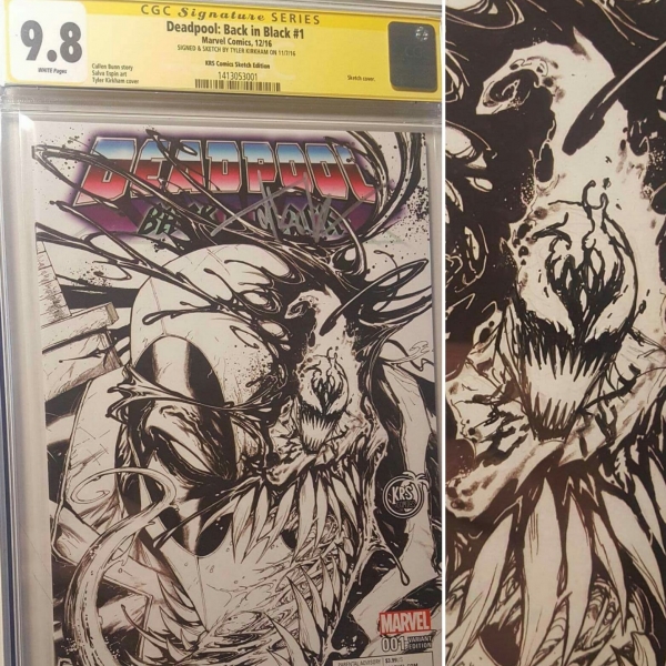 DEADPOOL BACK IN BLACK 1 KRS CGC SS 98 WITH CARNAGE REMARK BY TYLER KIRKHAM