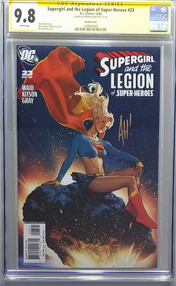 SUPER GIRL AND THE LEGION OF SUPER HEROES 23 CGC SS 98 SIGNED BY ADAM HUGHES