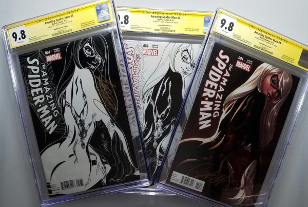AMAZING SPIDERMAN 4 CGC SS SET 98 SIGNED BY J SCOTT CAMPBELL FIRST SILK